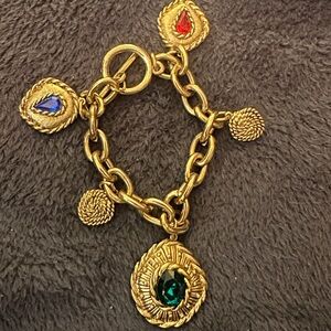 Vintage 80’s rhinestone charm toggle bracelet